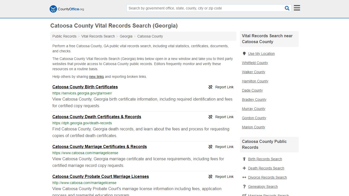 Vital Records Search - Catoosa County, GA (Birth, Death, Marriage ...